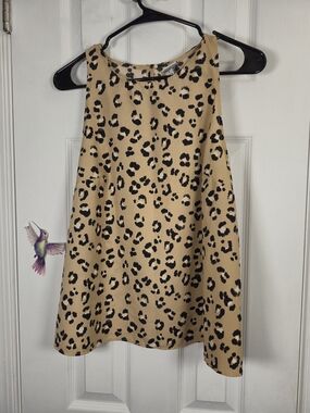 A New Day Leopard Print High Neck Sleeveless Blouse Tan Black Medium